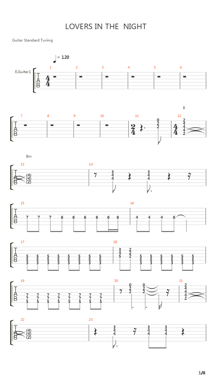 Lovers In The Night吉他谱
