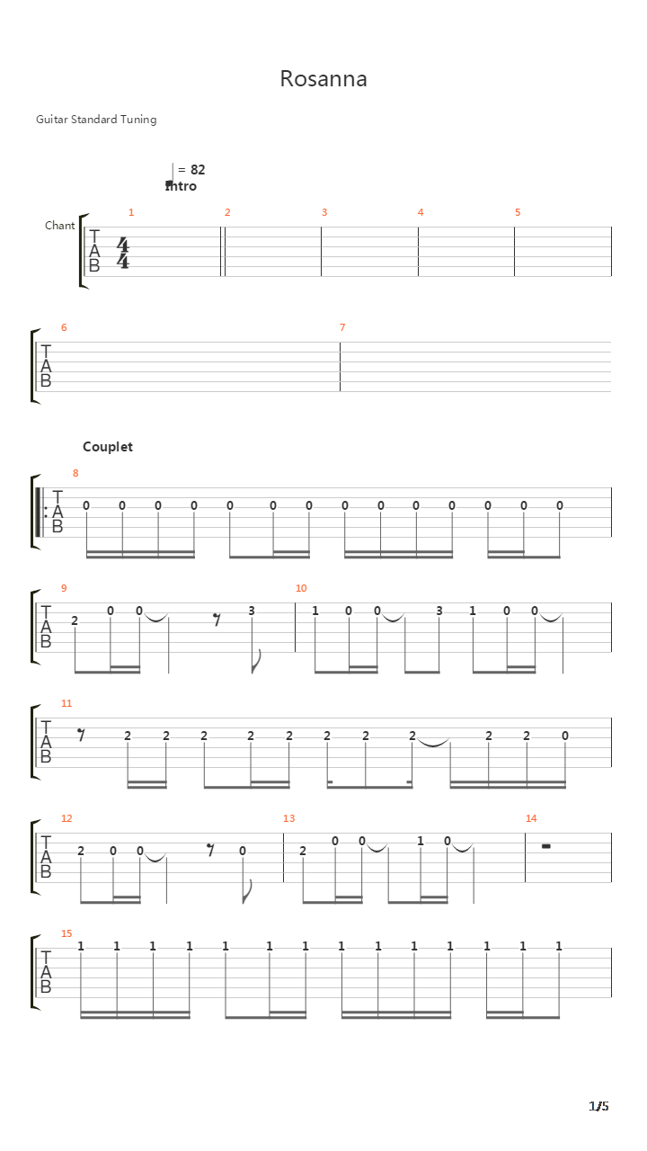 Rosanna吉他谱