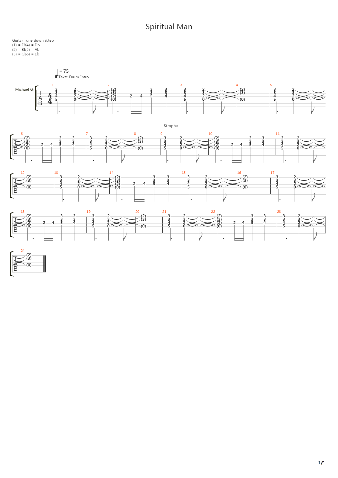 Spiritual Man吉他谱