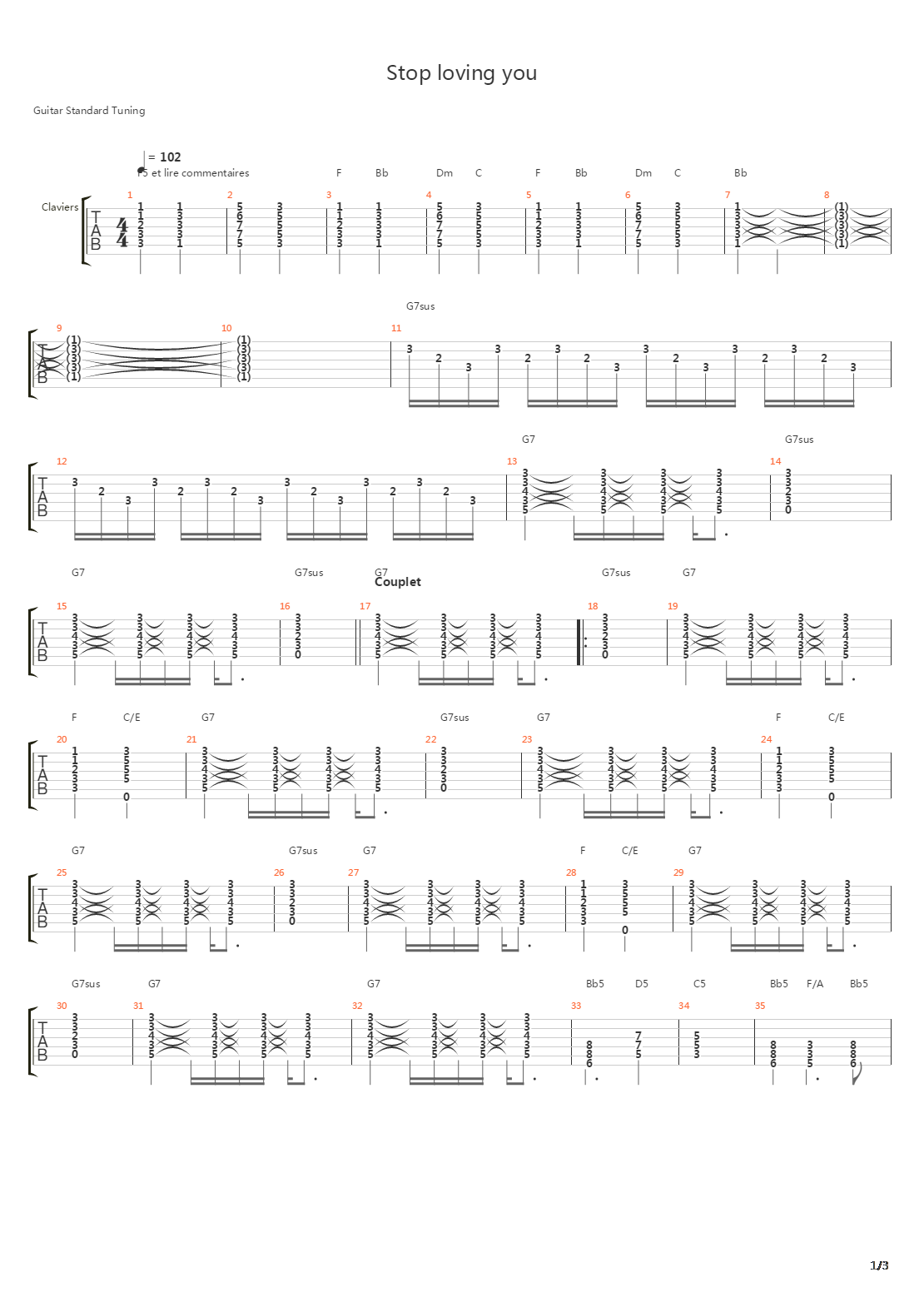 Stop Loving You吉他谱