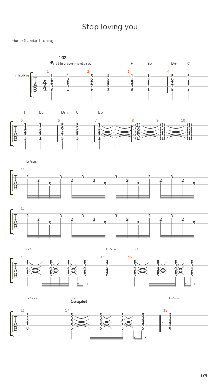 Stop Loving You吉他谱