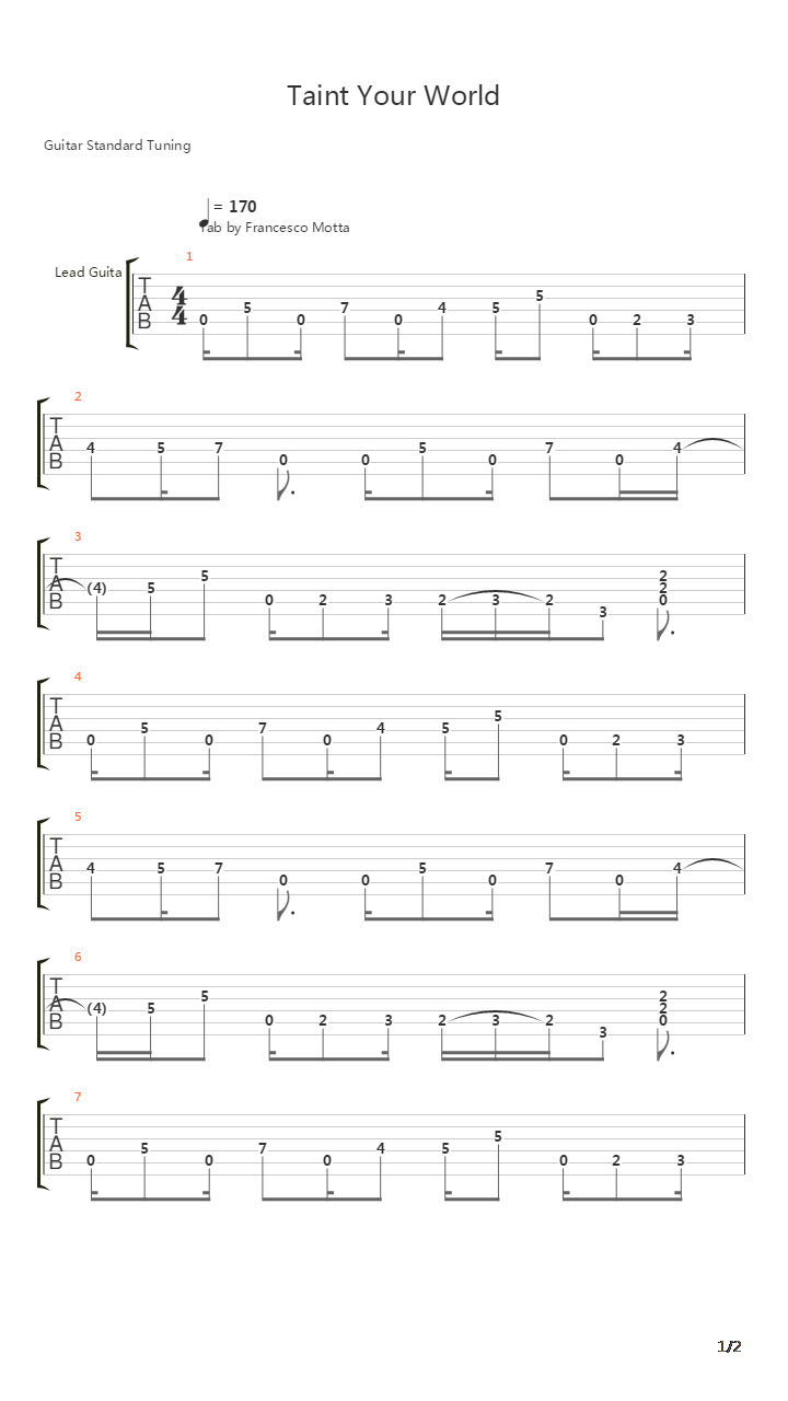 Taint Your World吉他谱