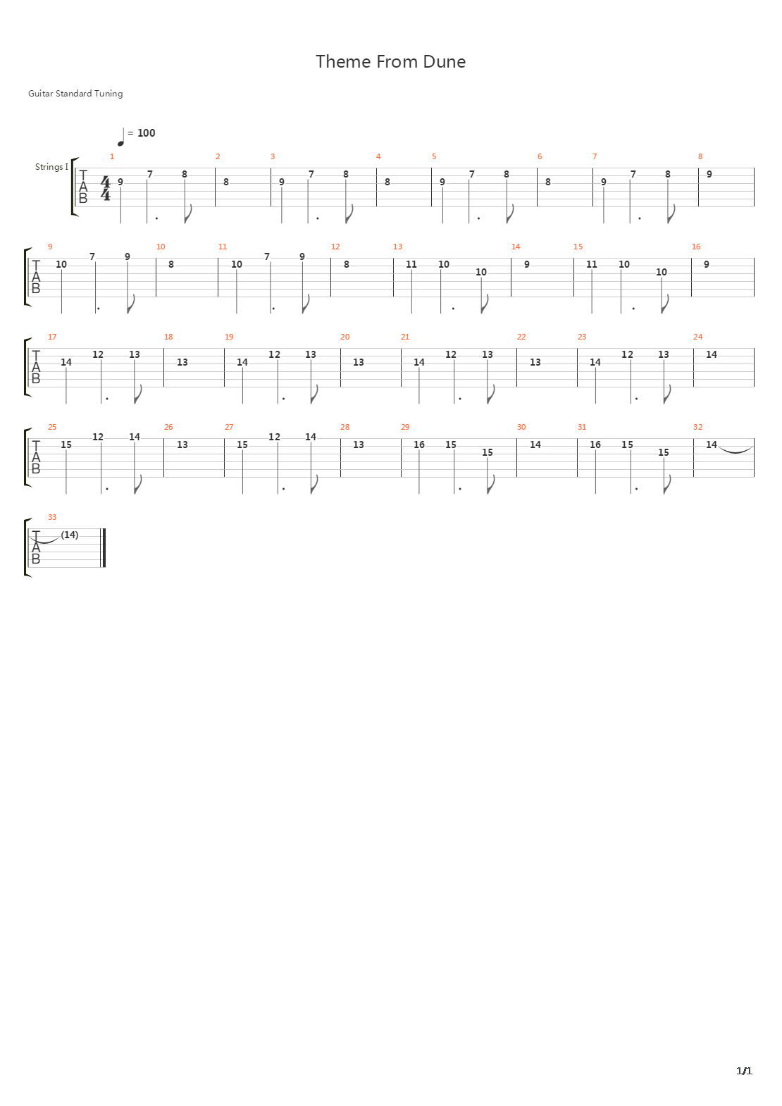 Theme From Dune吉他谱