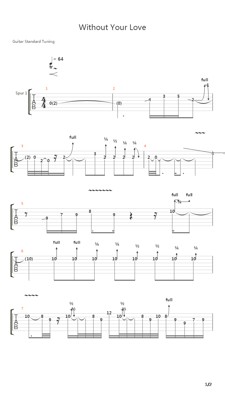 Without Your Love Live吉他谱