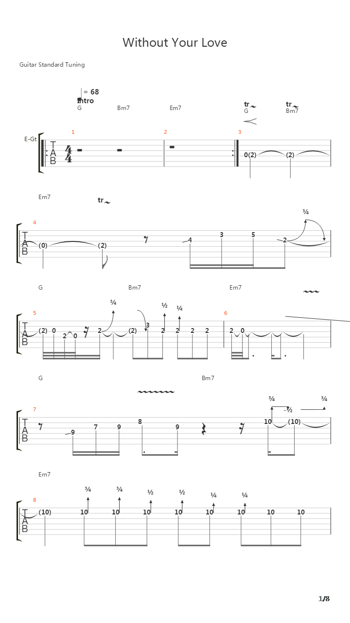 Without Your Love Live吉他谱