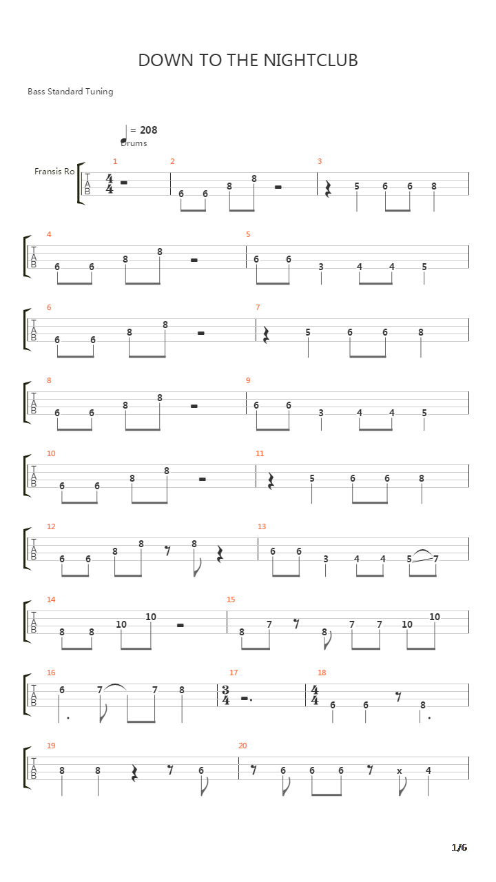 Down To The Nightclub吉他谱