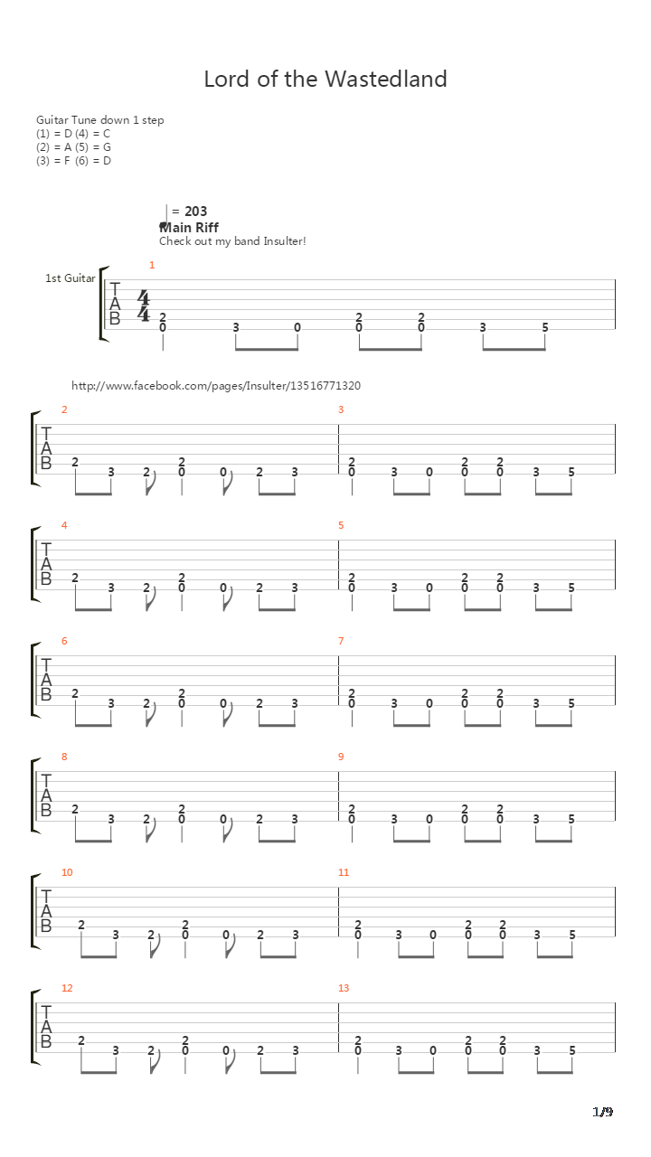 The Lord Of The Wasteland吉他谱