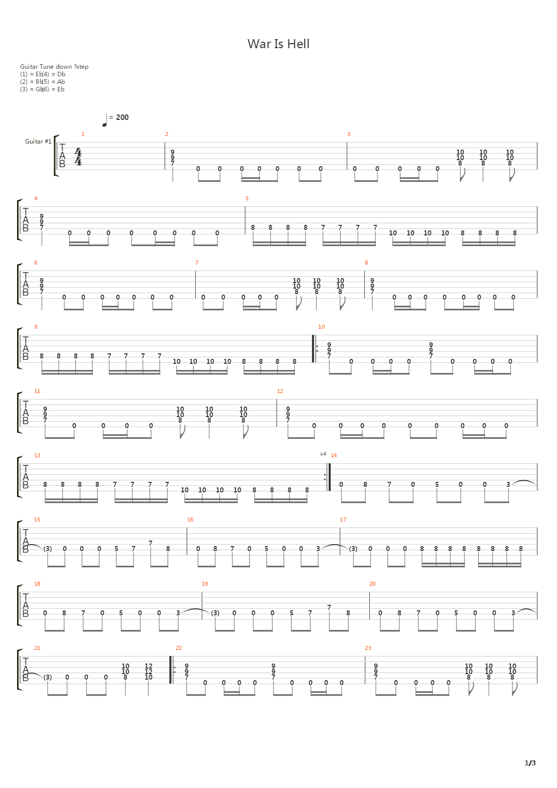 War Is Hell吉他谱