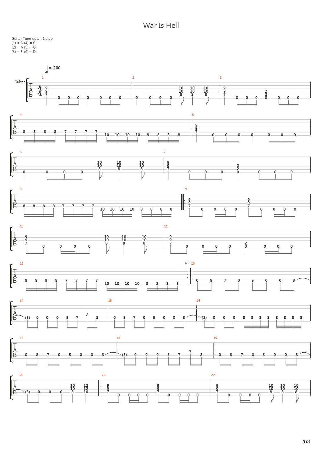 War Is Hell吉他谱