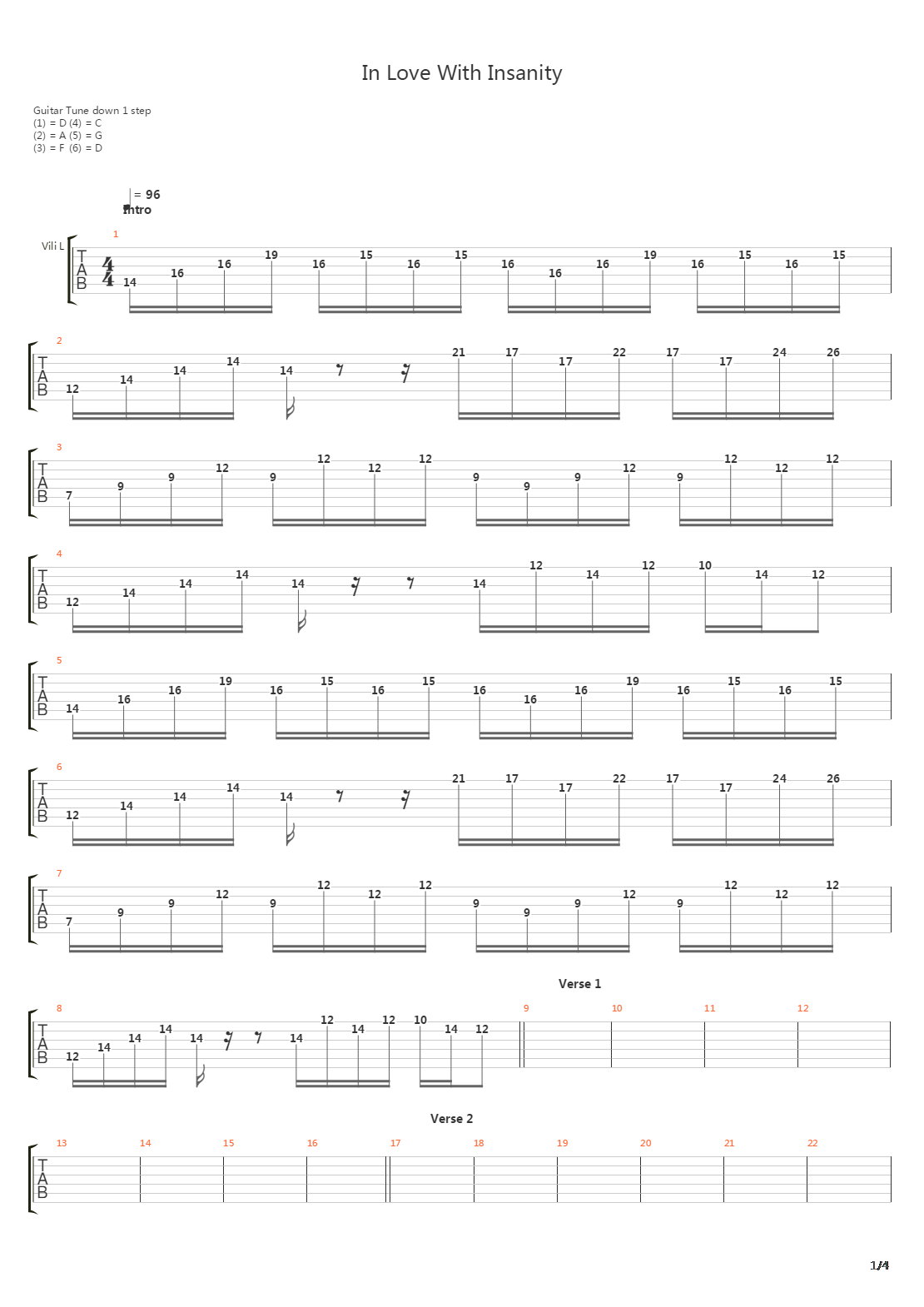 In Love With Insanity吉他谱