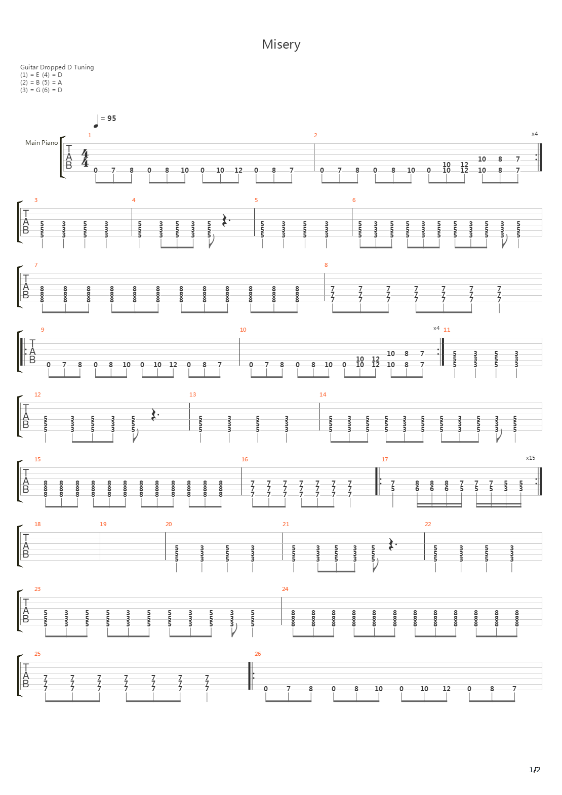 Misery吉他谱