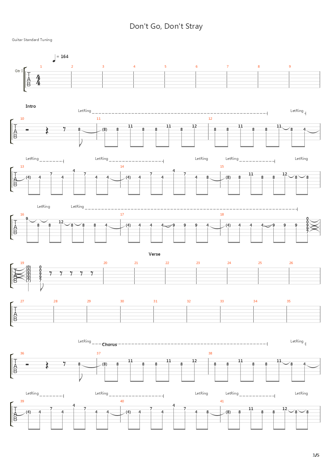 Dont Go Dont Stray吉他谱