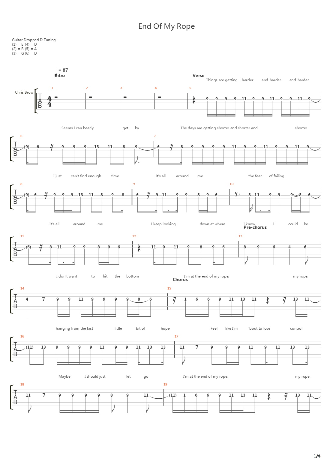 End Of My Rope吉他谱