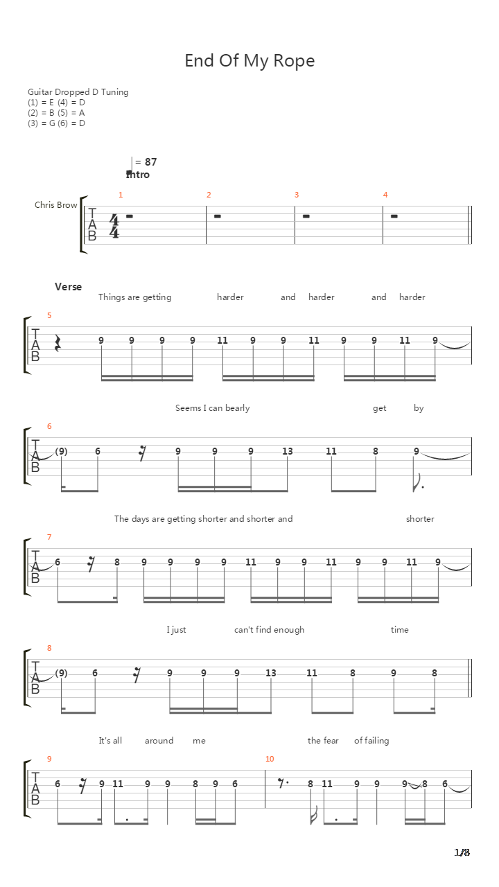 End Of My Rope吉他谱