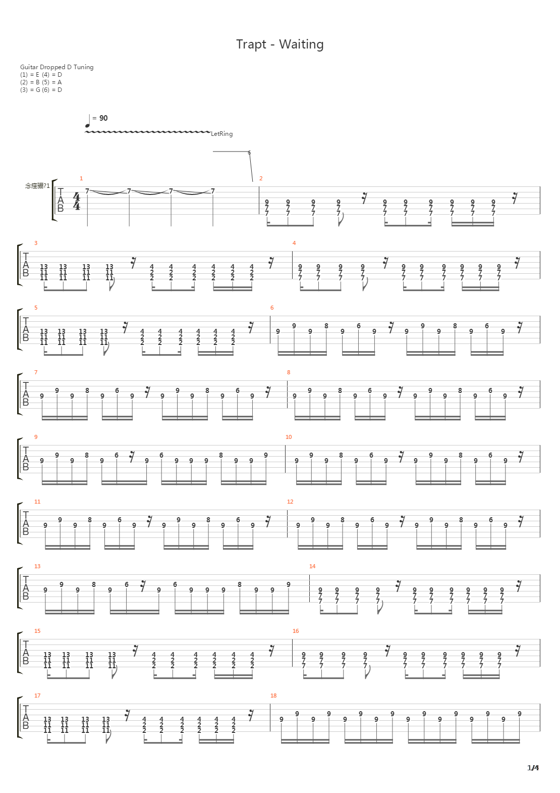 Waiting吉他谱