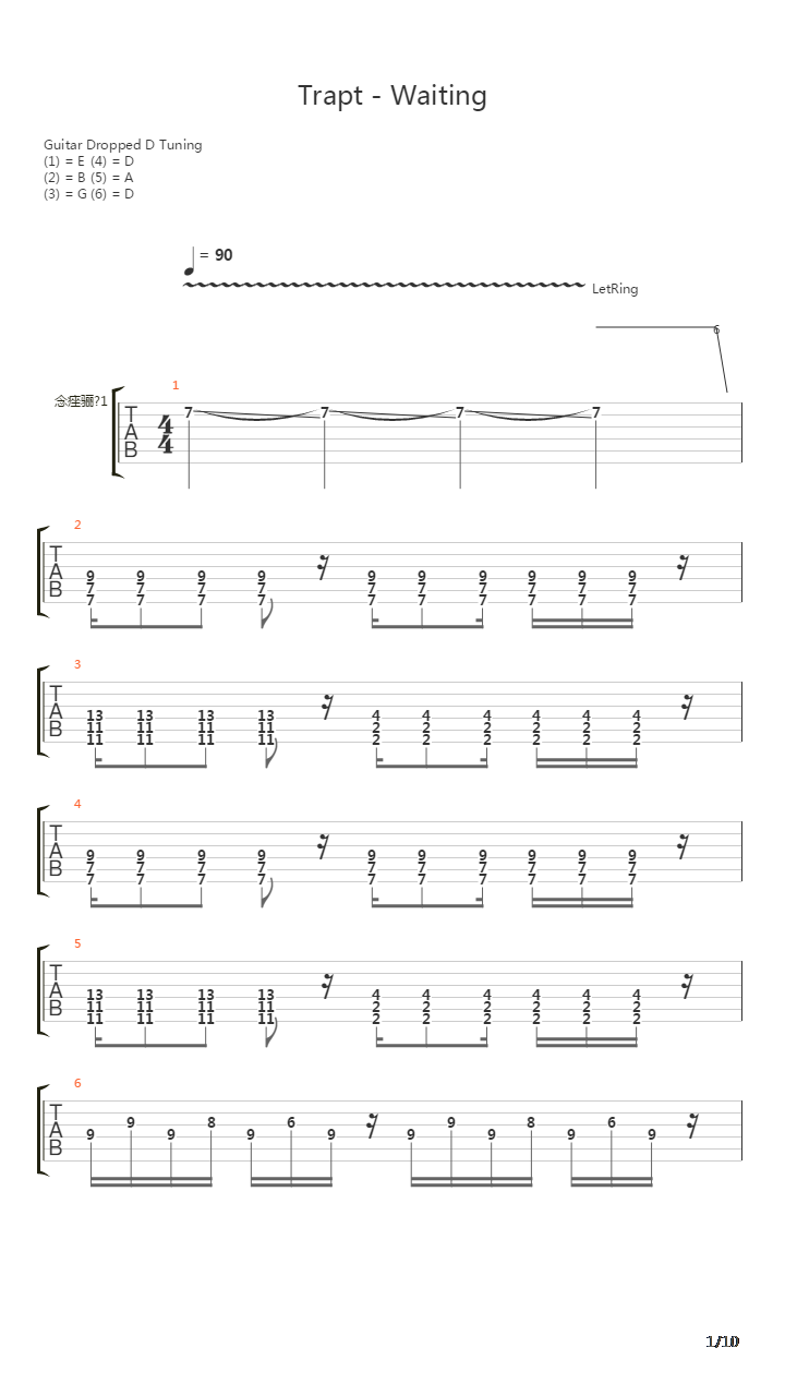 Waiting吉他谱