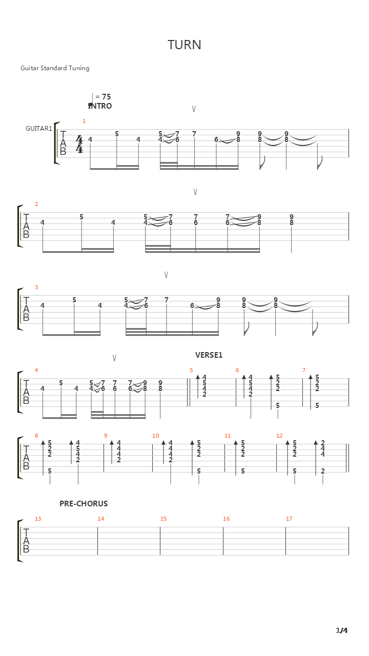 Turn吉他谱