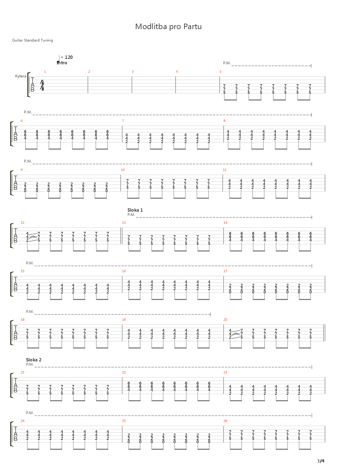 Modlitba Pro Partu吉他谱