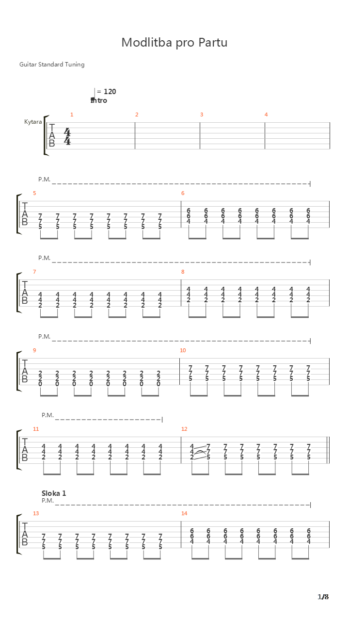 Modlitba Pro Partu吉他谱