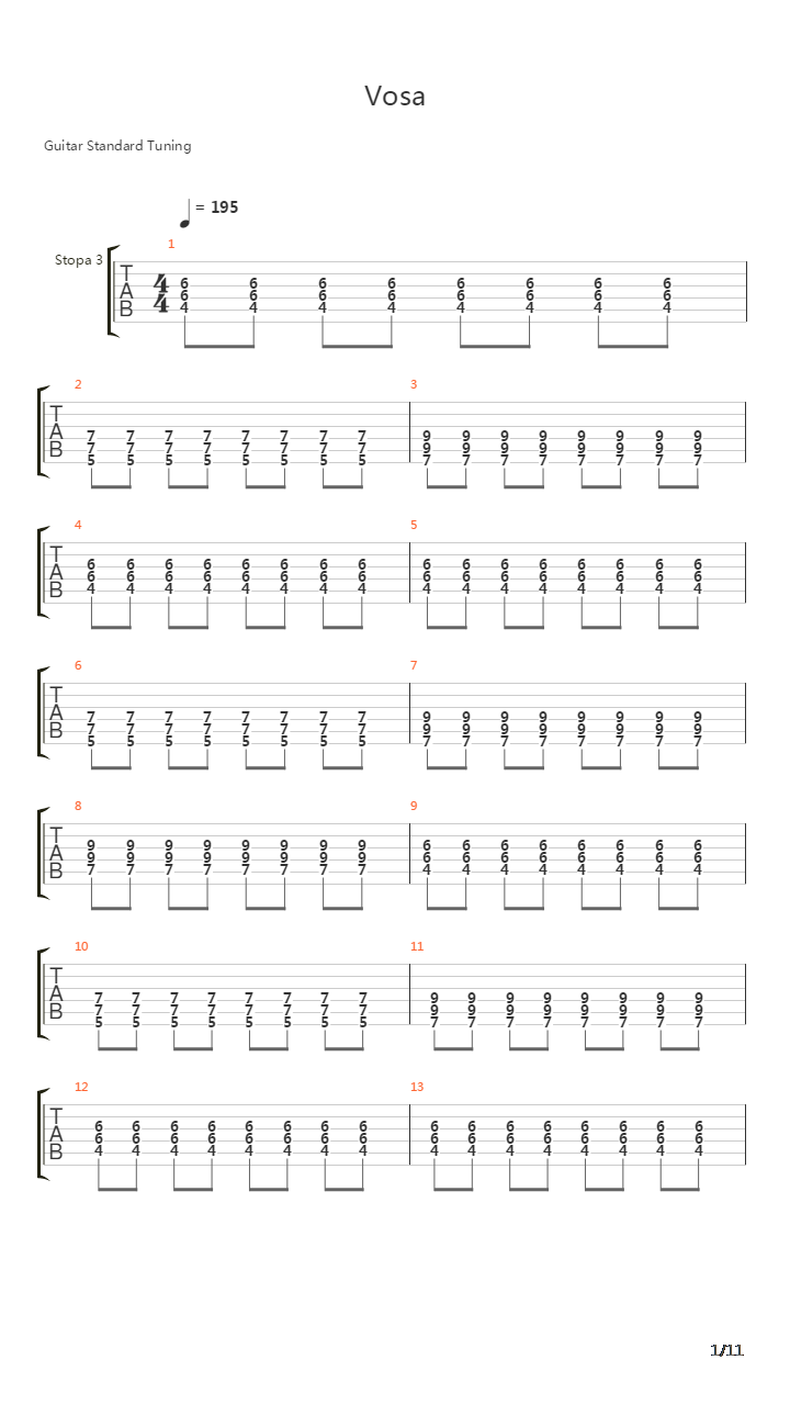 Vosa吉他谱