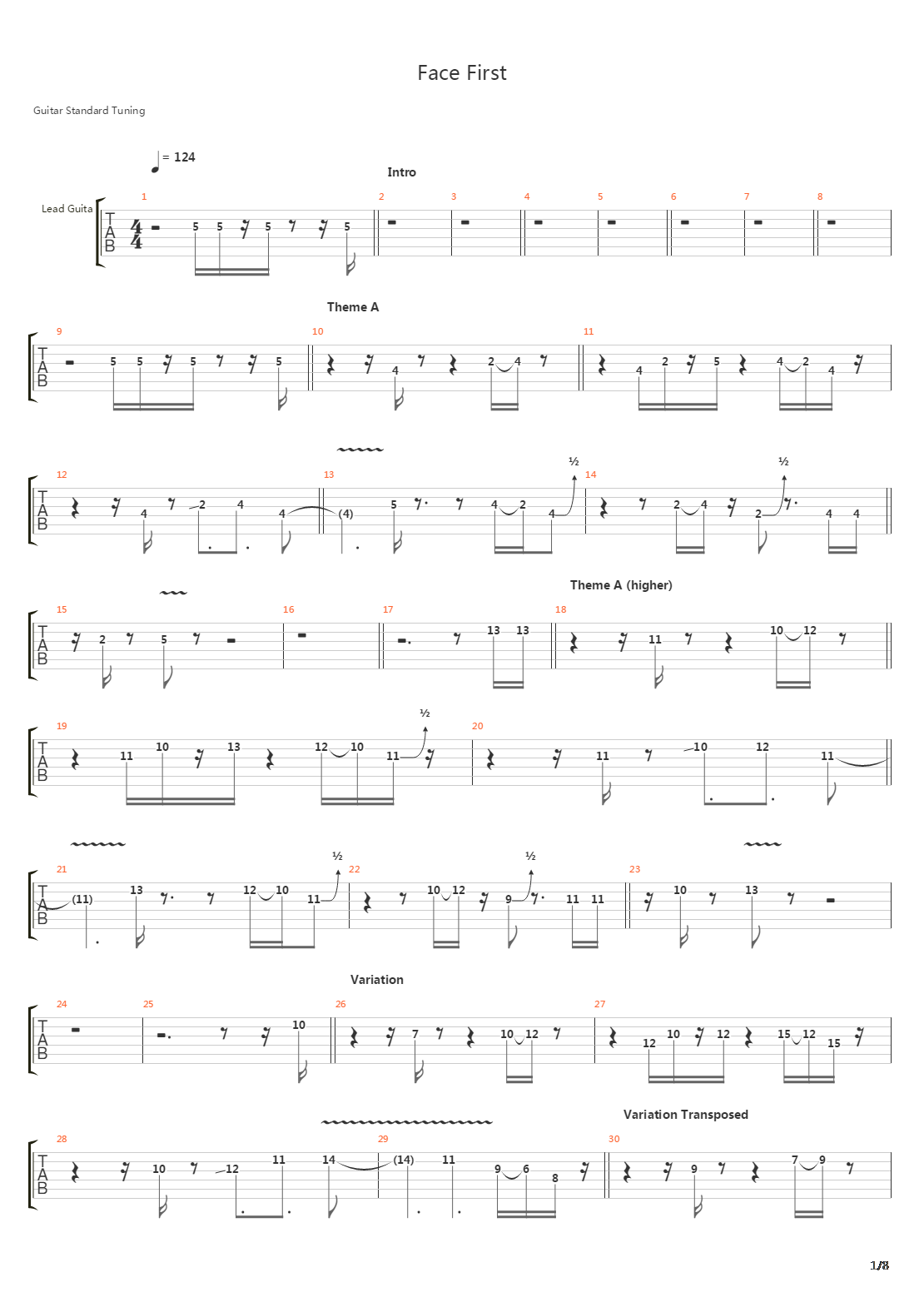 Face First吉他谱