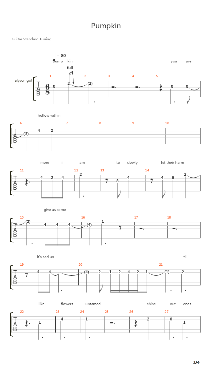 Pumpkin吉他谱