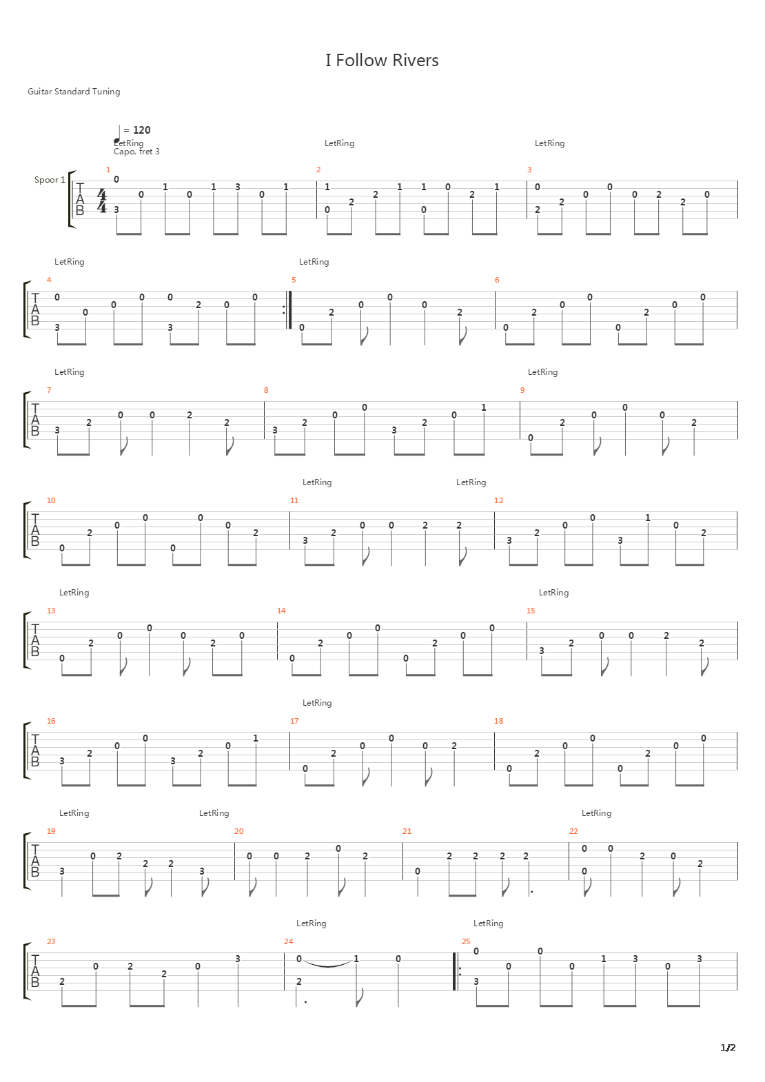 I Follow Rivers吉他谱