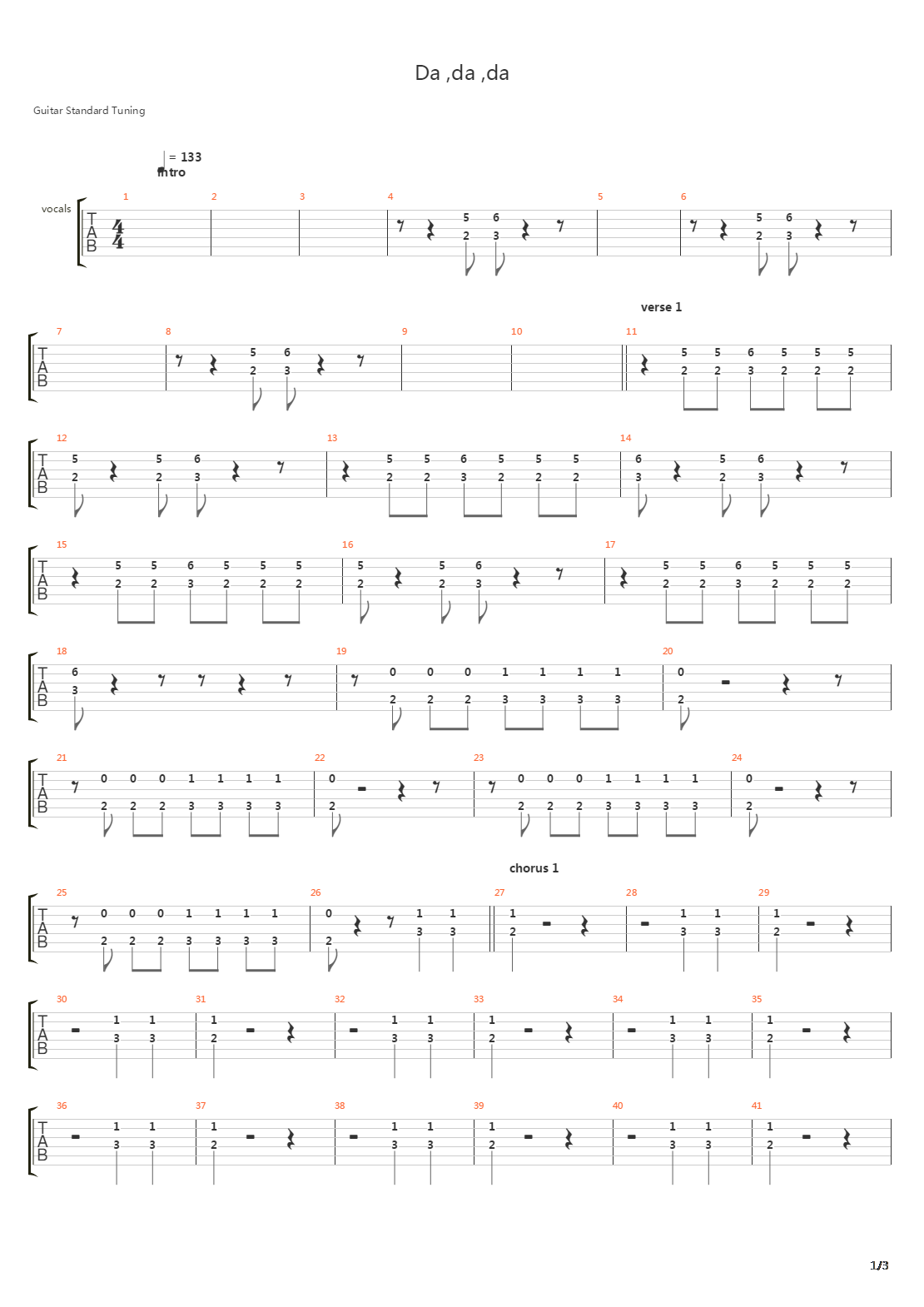 Da Da Da吉他谱