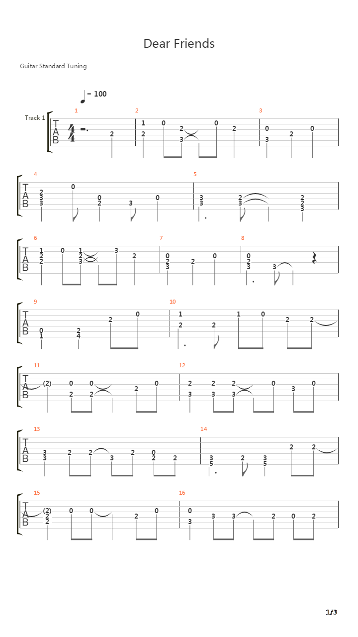 Dear Friendsone Piece吉他谱