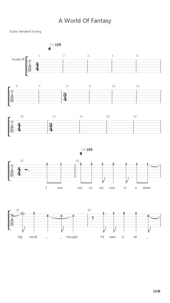 A World Of Fantasy吉他谱