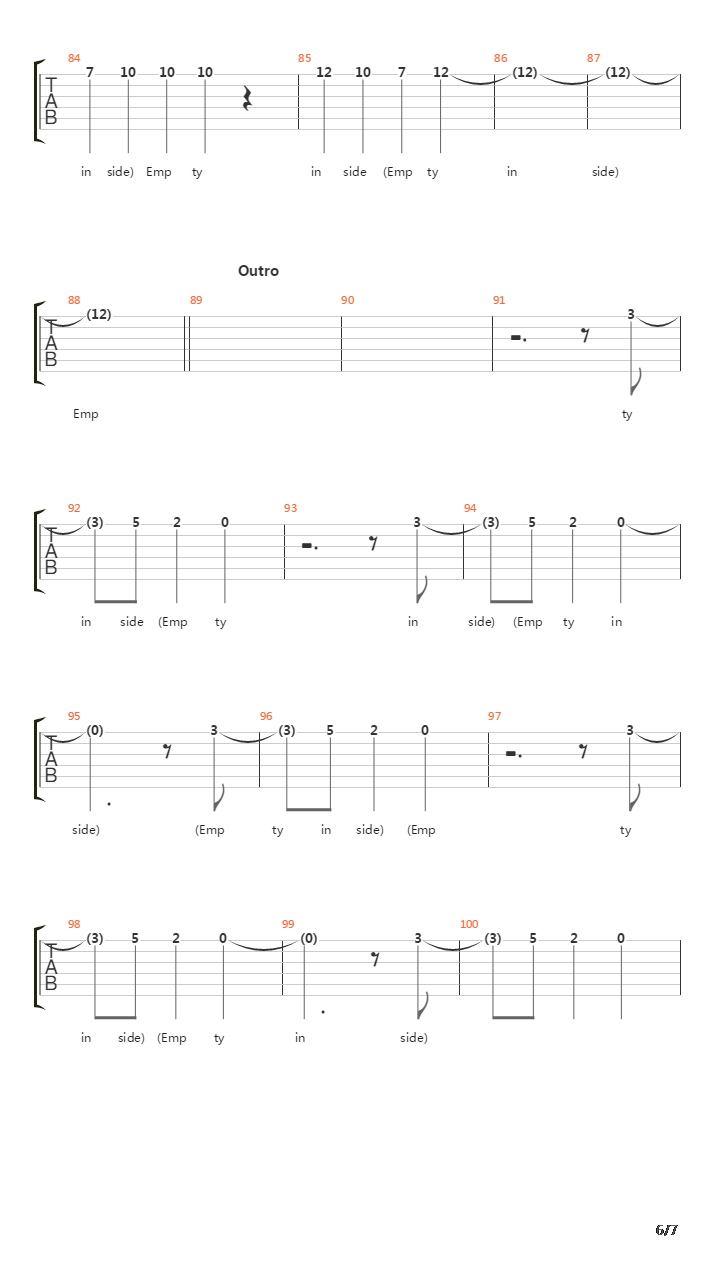 Empty Inside吉他谱