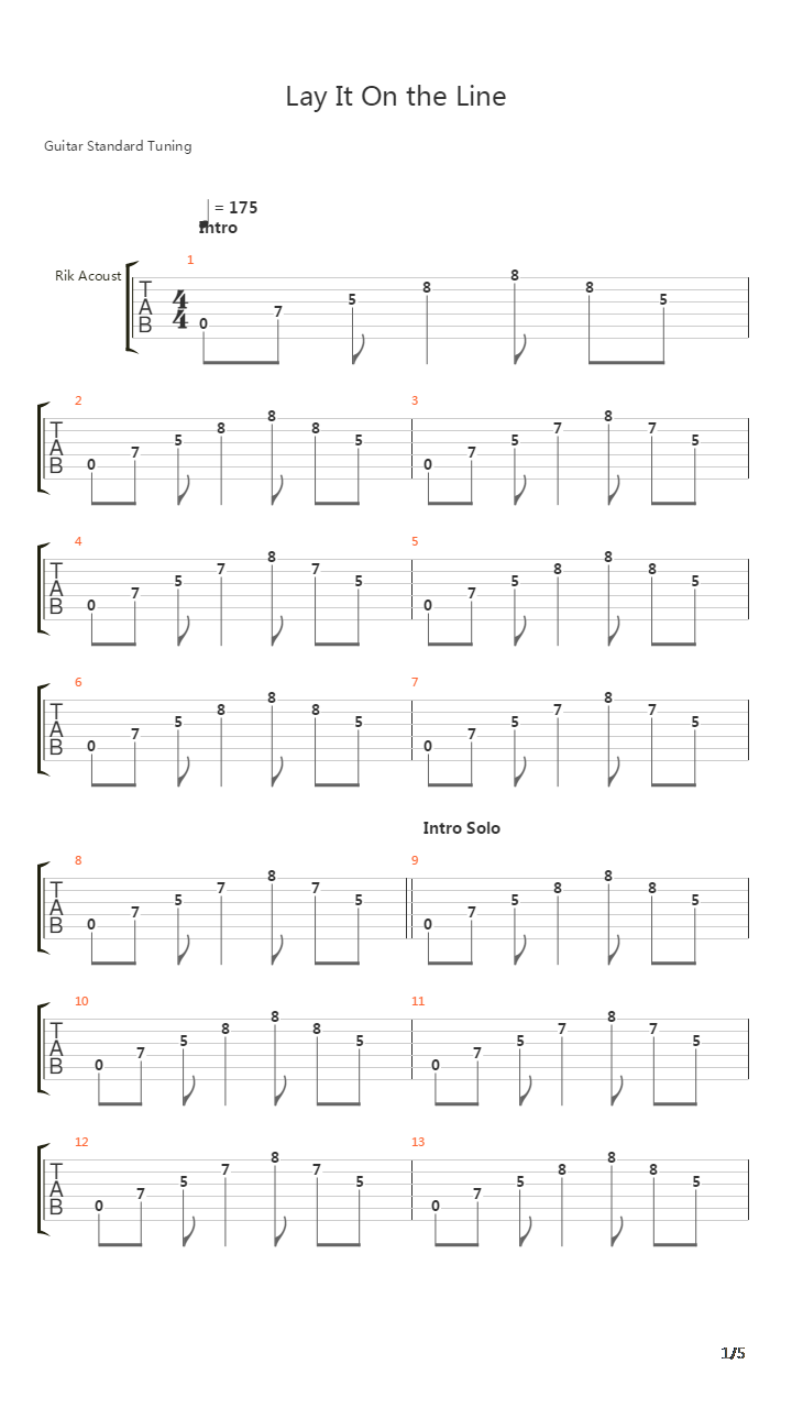 Lay It On The Line吉他谱