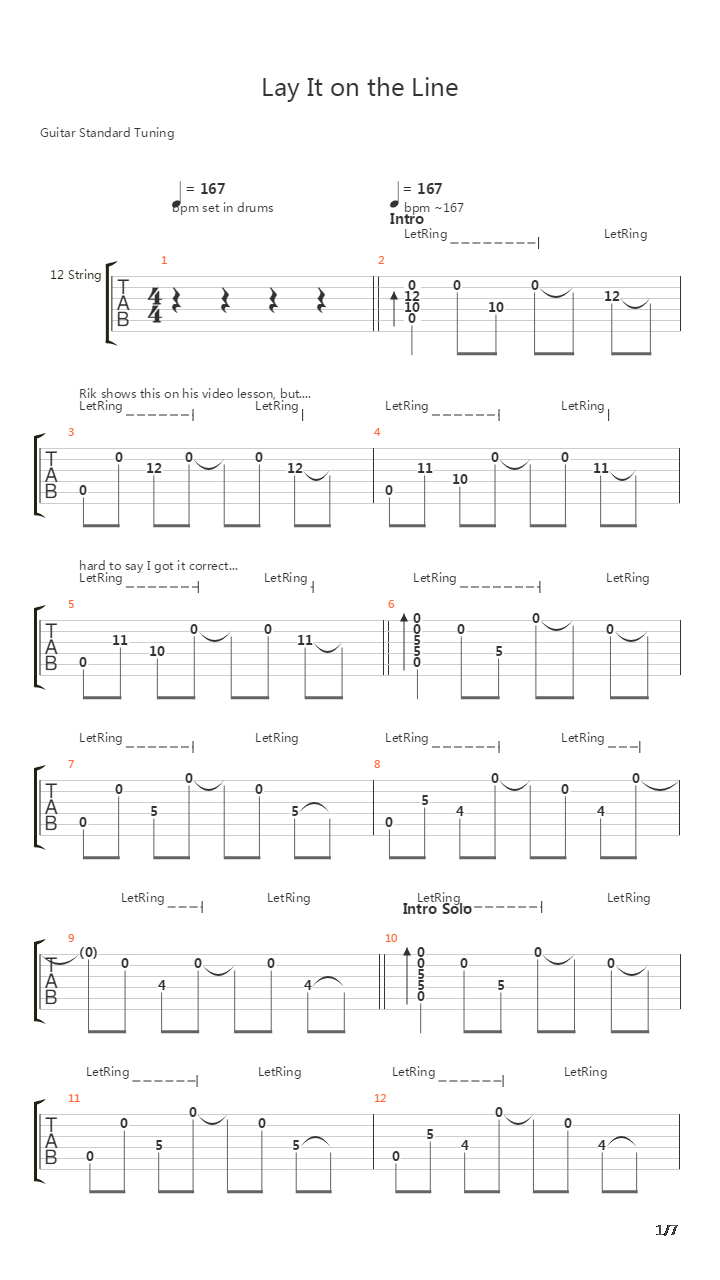 Lay It On The Line吉他谱