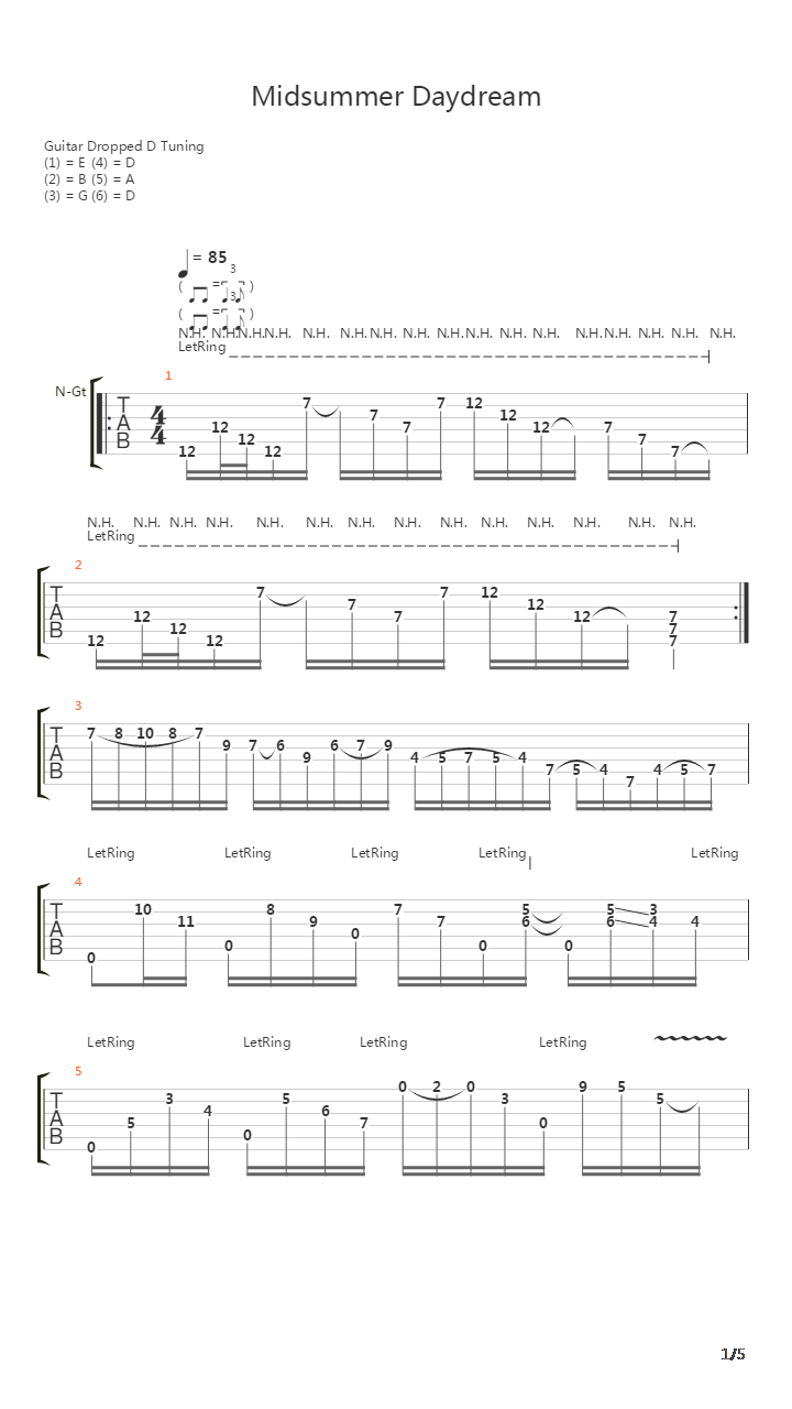 Midsummers Daydream吉他谱