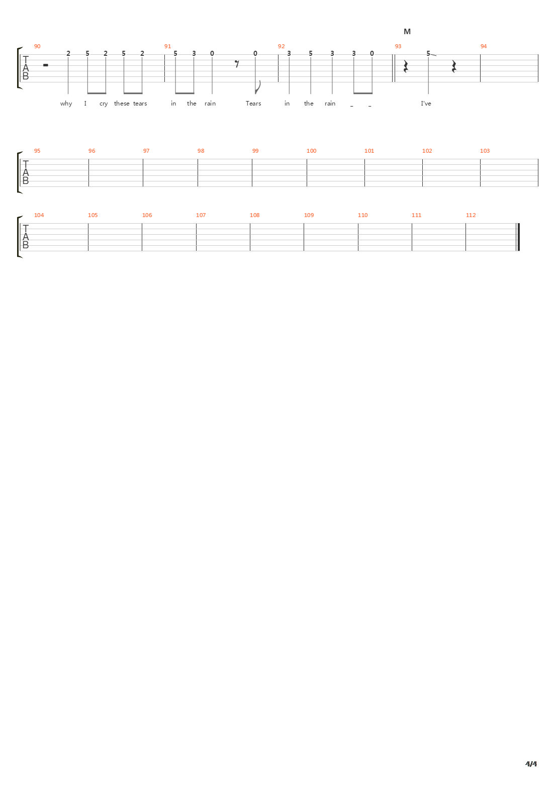Tears In The Rain吉他谱