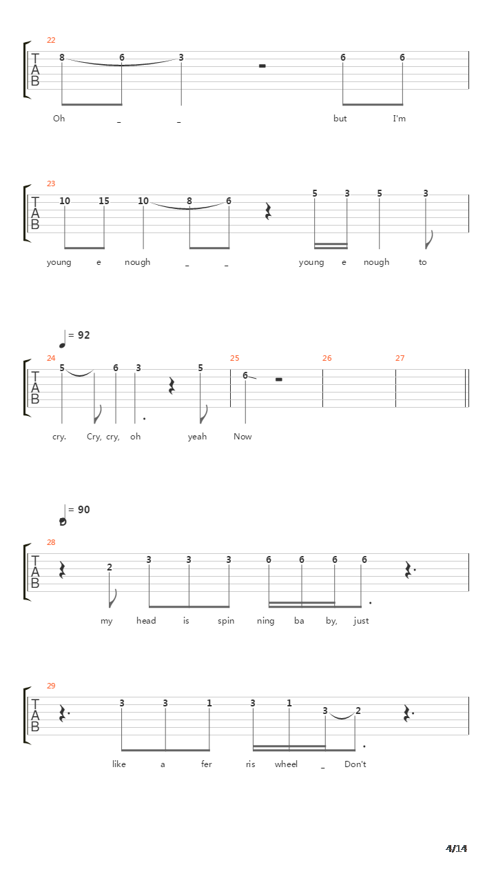 Young Enough To Cry吉他谱