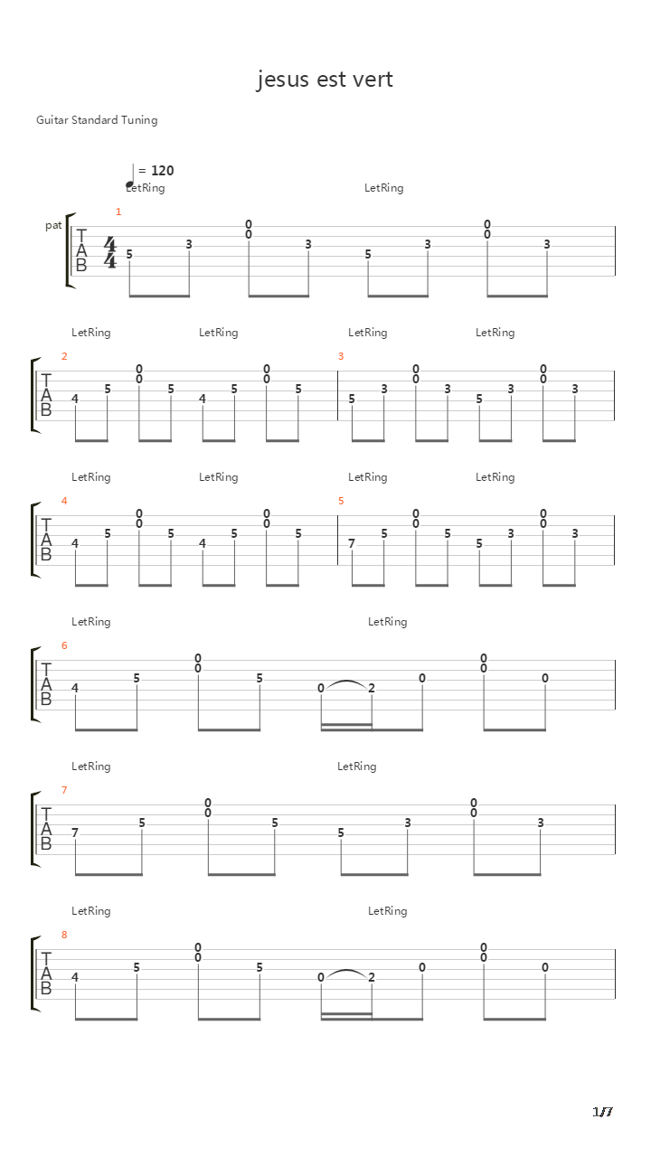 Jsus Est Vert吉他谱