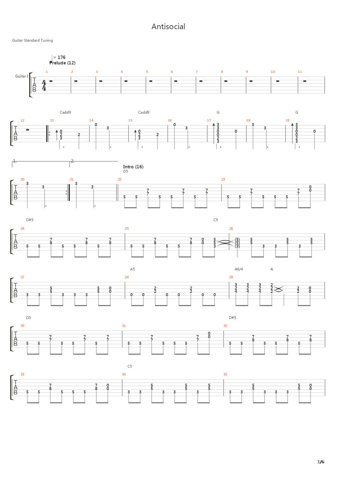 Antisocial吉他谱