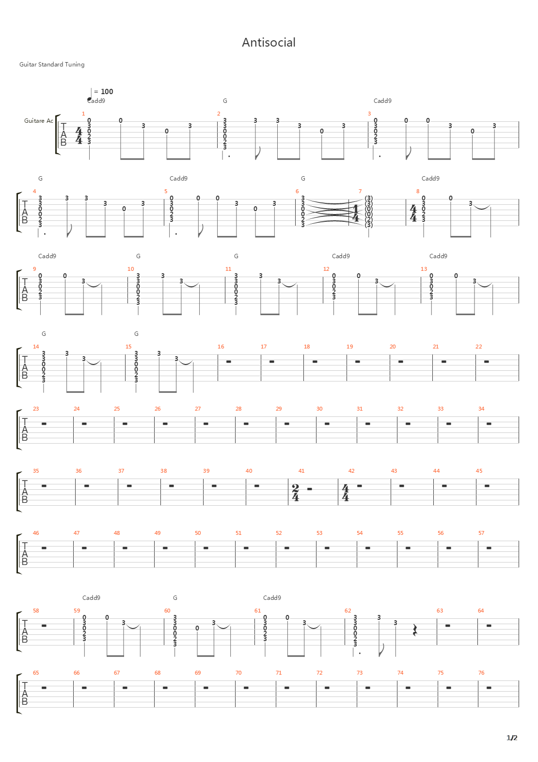 Antisocial吉他谱