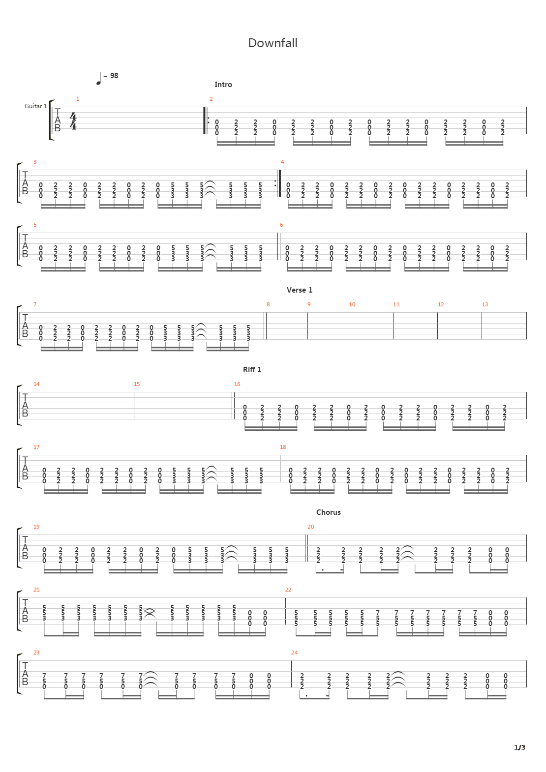 Downfall吉他谱
