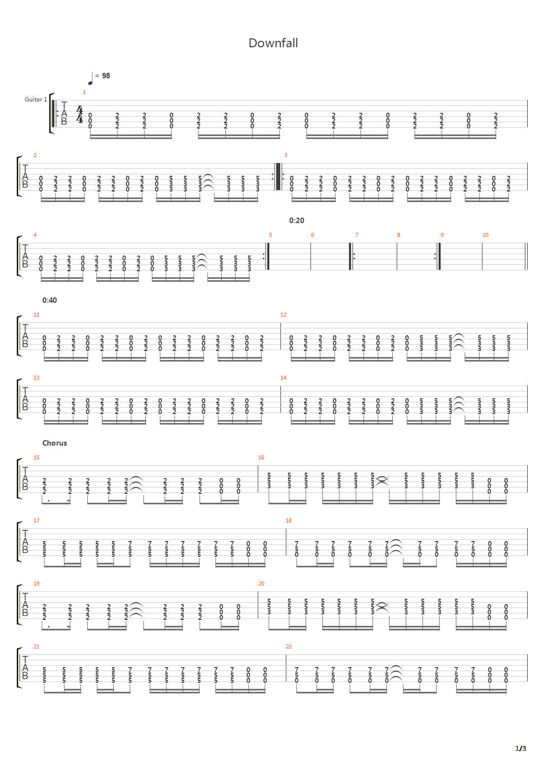 Downfall吉他谱