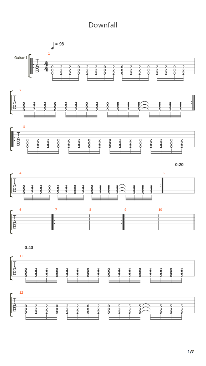 Downfall吉他谱