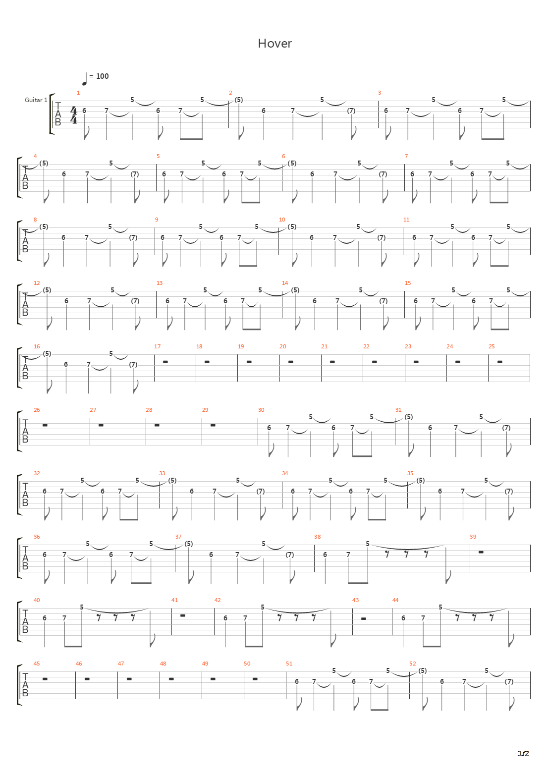 Hover吉他谱
