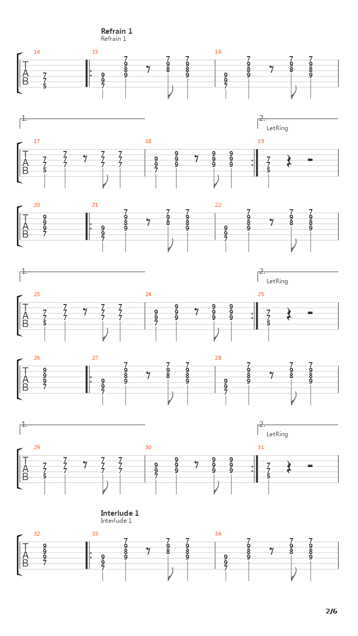 La Main Verte吉他谱