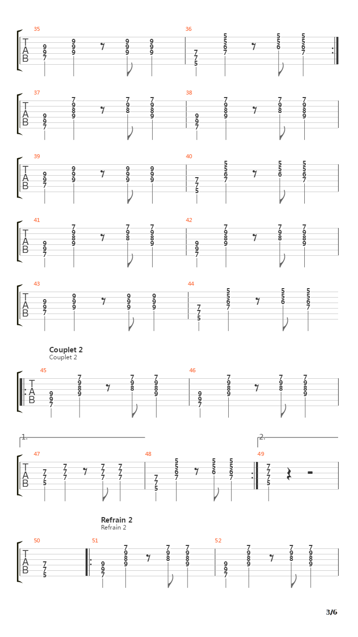La Main Verte吉他谱
