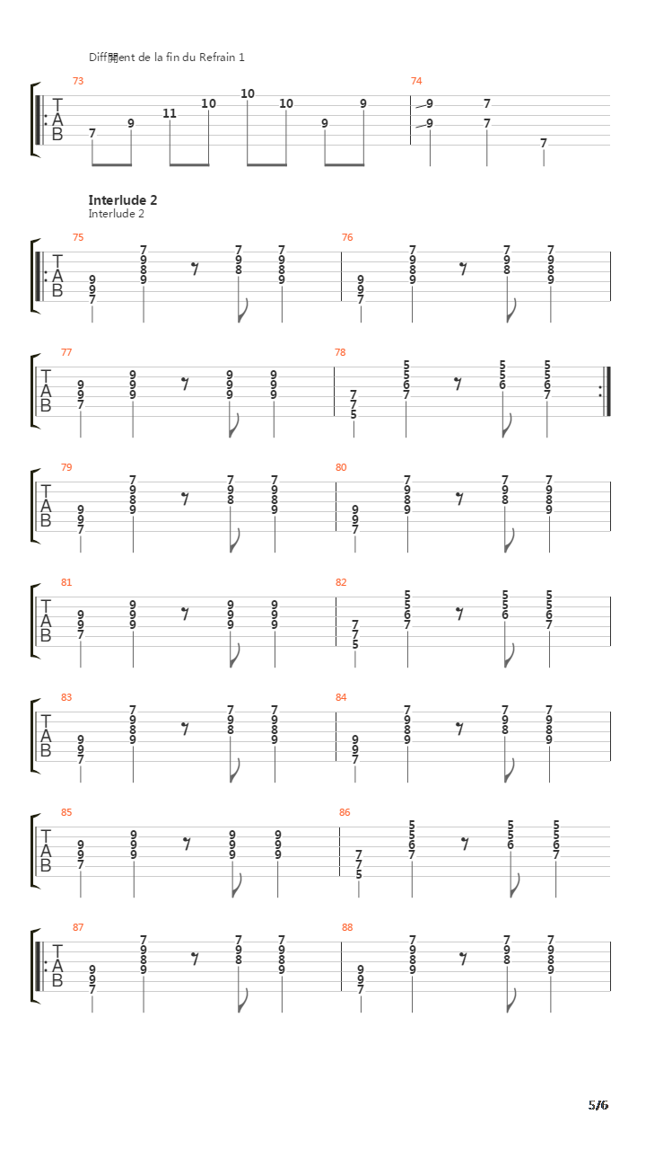 La Main Verte吉他谱