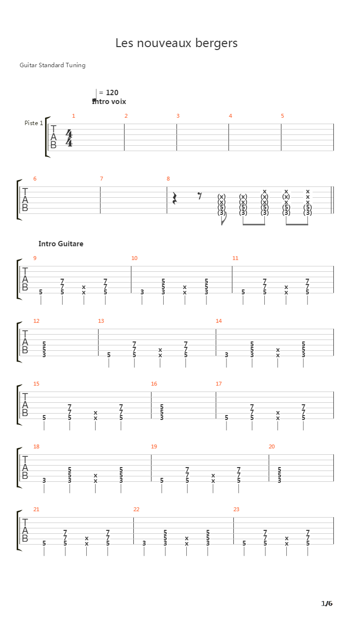 Les Nouveaux Bergers吉他谱