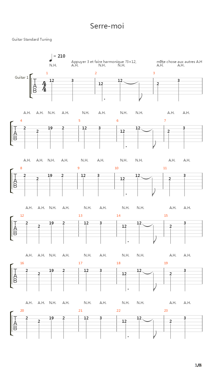 Serre Moi吉他谱