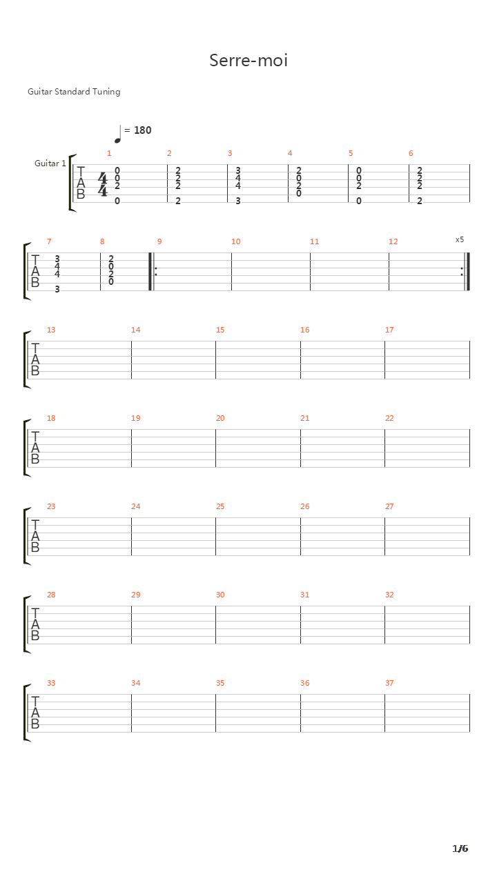 Serre Moi吉他谱