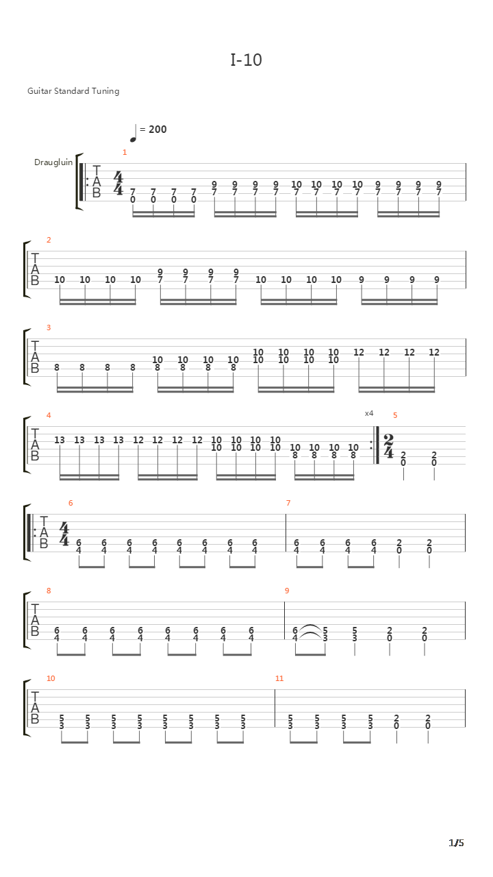 I-10吉他谱